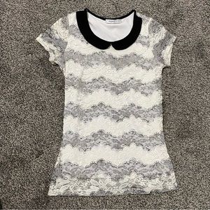 Ricki’s - Black/white lace top - Size extra small